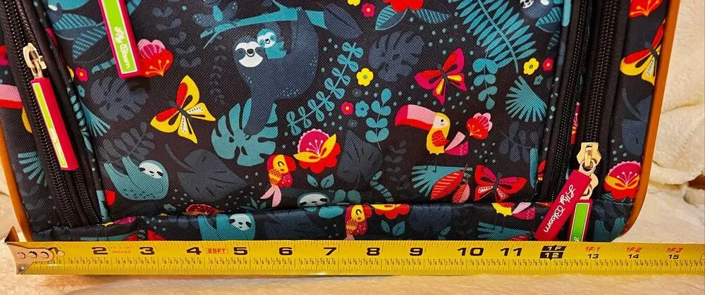 Lily Bloom Designer 15 Inch Carry On Rolling Travel Luggage Suitcase Sloth to Me